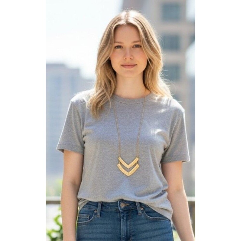 Banana Republic Gold Chevron Necklace Layered V Pendant Minimalist NWT Gift